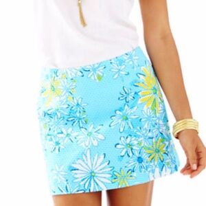 Lilly Pulitzer Tate Skirt Breakwater Blue Daisy Floral Dance All Over